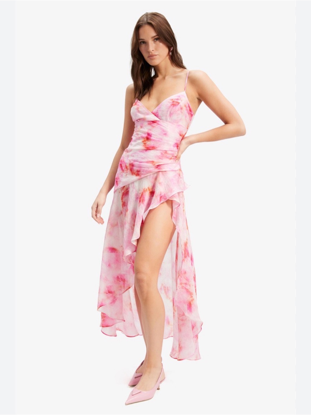 Bardot Pink Tie Dye Midi Dress Nwt Size Us 10 / Xl